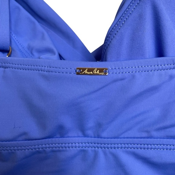 Anne Cole Ruched Underwire Tankini Top Periwinkle Blue 32DD / 34D New - Picture 6 of 8